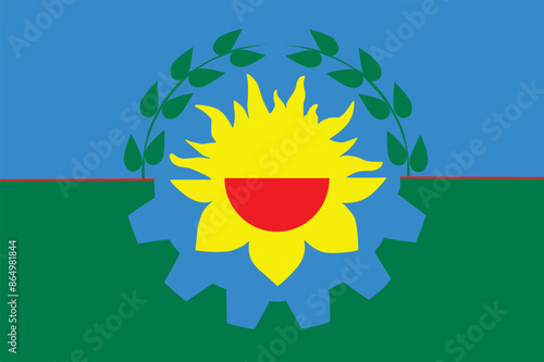 Province Buenos Aires flag coat of arms vector illustration isolated. Argentina region symbol. Province Buenos Aires coat of arms, emblem banner. Patriotic sign. National symbol