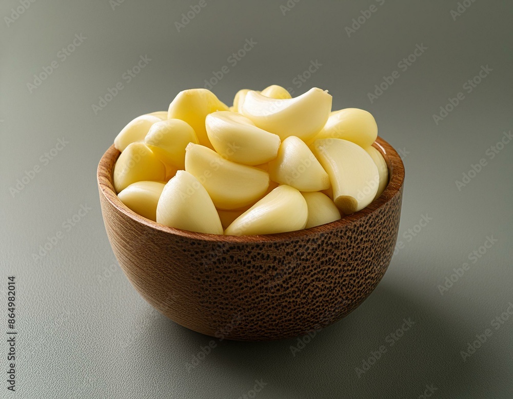 Fresh peeled garlic in bowl Fresh peeled garlic in bowl