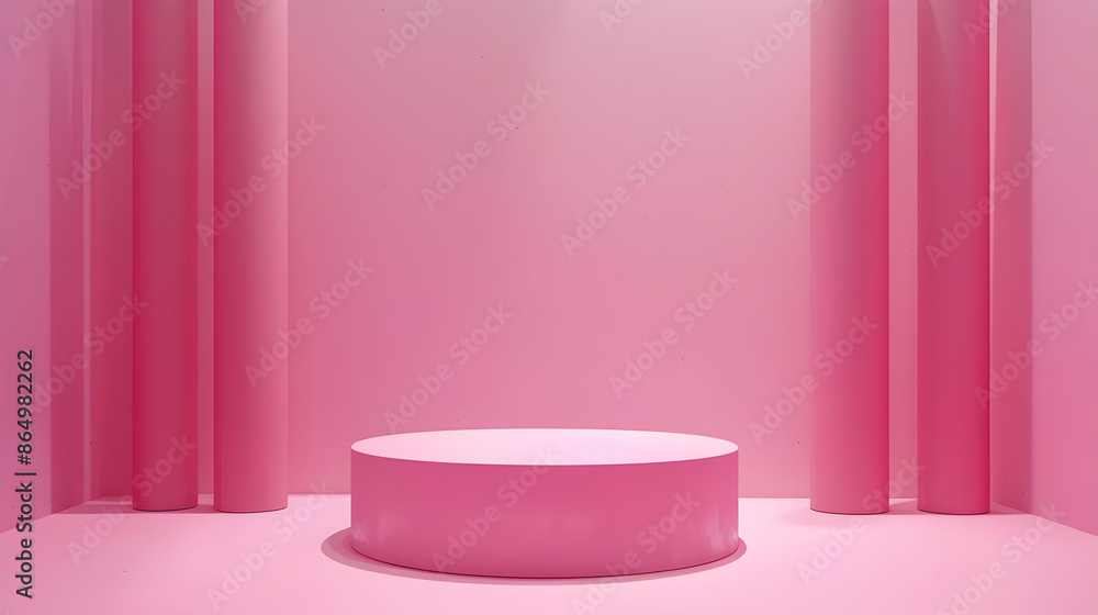 pink podium product display.pink podium on empty solid pastel background,generative ai pink podium product display.pink podium on empty solid pastel background,generative ai