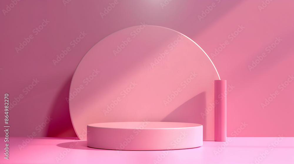 pink podium product display.pink podium on empty solid pastel background,generative ai pink podium product display.pink podium on empty solid pastel background,generative ai