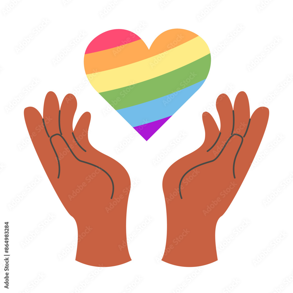Obraz premium Hands with heart LGBT isolated on white background. LGBT pride community