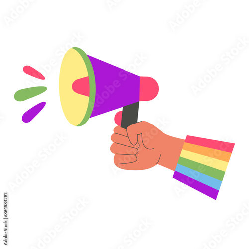 Hands with ruper LGBT isolated on white background. LGBT pride community