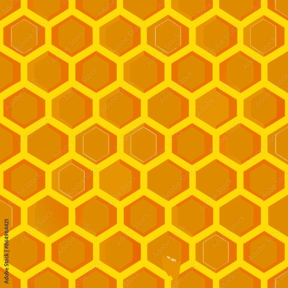Seamless pattern of honeycomb grids with golden hues, Generative AI Seamless pattern of honeycomb grids with golden hues, Generative AI