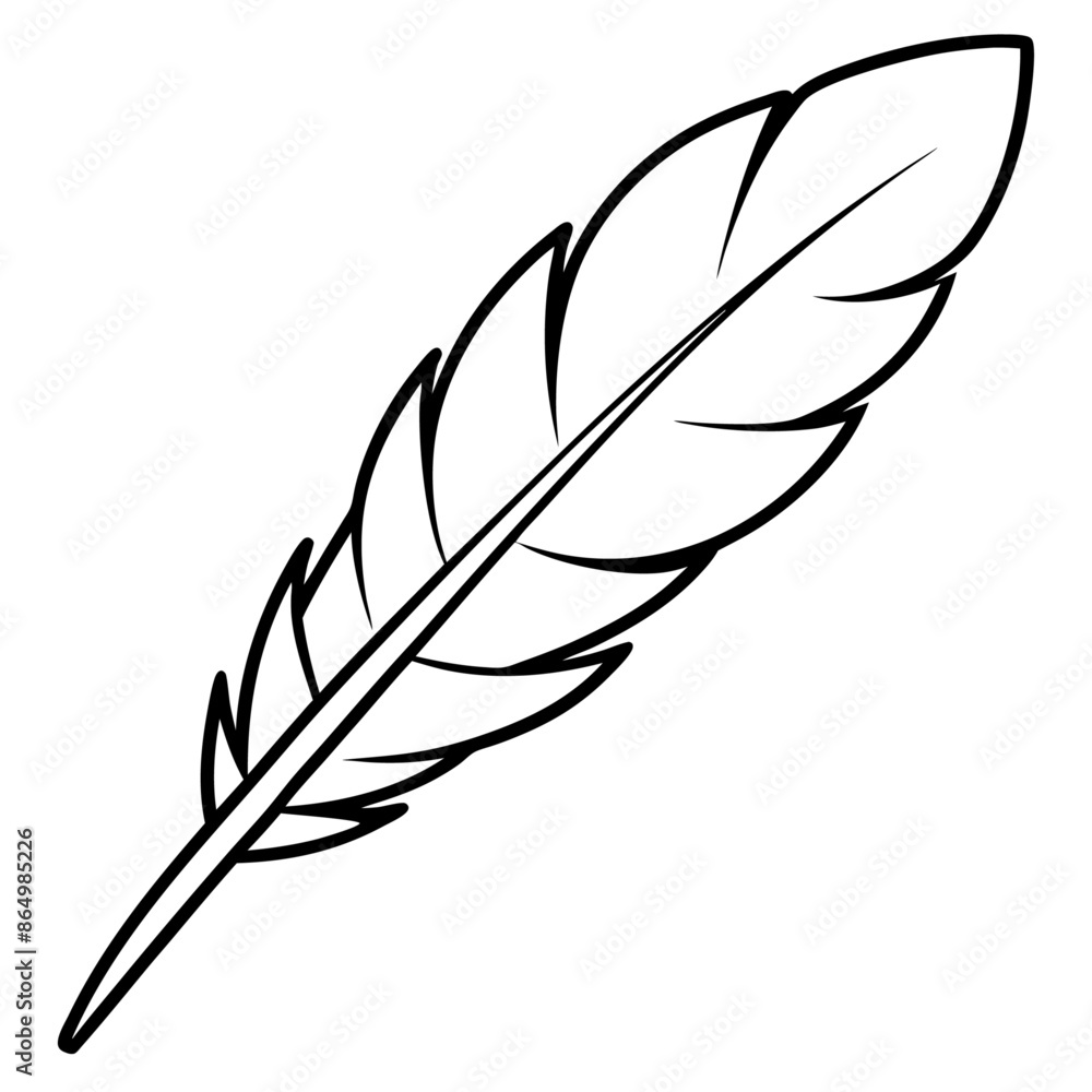 Obraz premium feather outline coloring book page line art illustration digital drawing