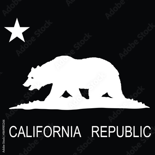 California coat of arms from flag vector silhouette illustration isolated. United states of America. National symbol of California shape. USA country. Wild animal bear walk in nature wildlife habitat.