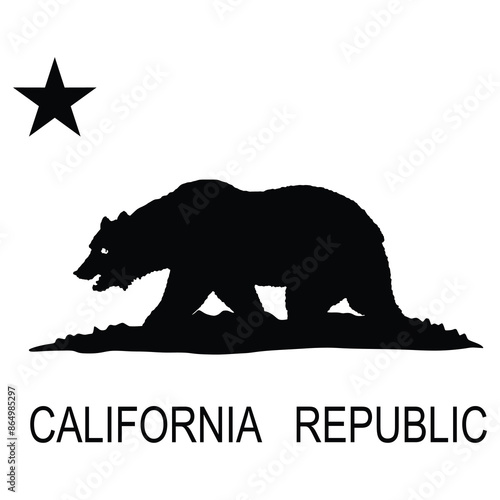 California coat of arms from flag vector silhouette illustration isolated. United states of America. National symbol of California shape. USA country. Wild animal bear walk in nature wildlife habitat.