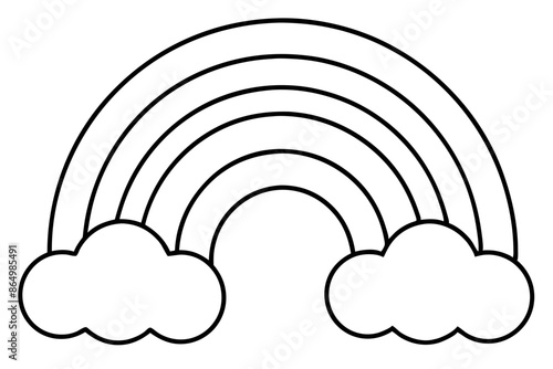 rainbow coloring page line art vector illustration