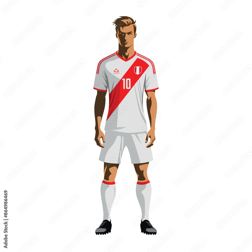 Soccer player in Peru team uniform Soccer player in Peru team uniform