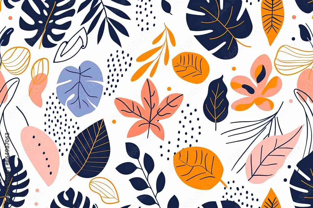 abstract doodle style tropical leaves abstract doodle style tropical leaves