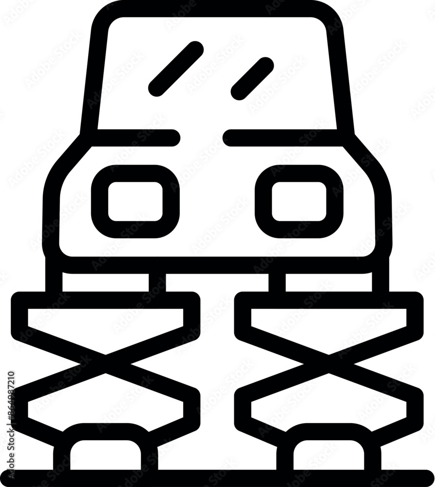 Line icon of a car being lifted on a platform in a car service Line icon of a car being lifted on a platform in a car service
