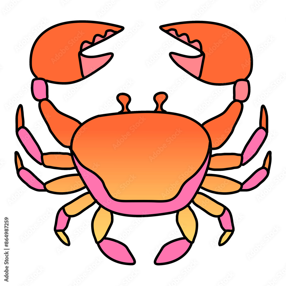 Fototapeta premium Cancer png sticker, crab horoscope doodle design