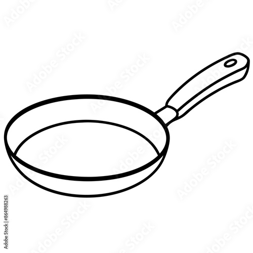 frying pan outline coloring book page line art illustration digital drawing