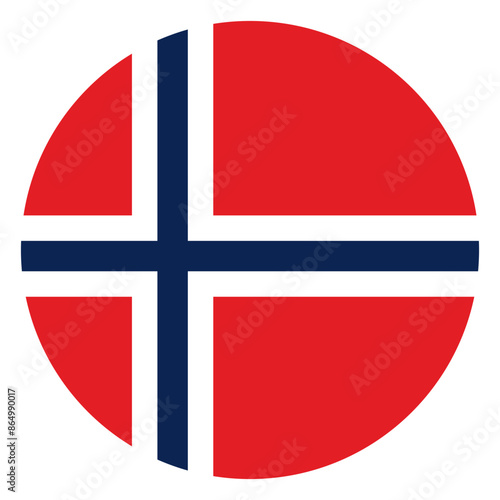 Circle badge Norway flag button vector illustration isolated on background. Europe Union state member. Nordic state. Roundel Norway emblem banner. National symbol.