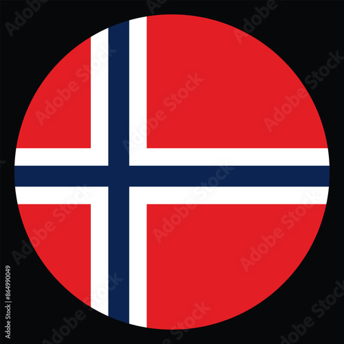 Circle badge Norway flag button vector illustration isolated on background. Europe Union state member. Nordic state. Roundel Norway emblem banner. National symbol.
