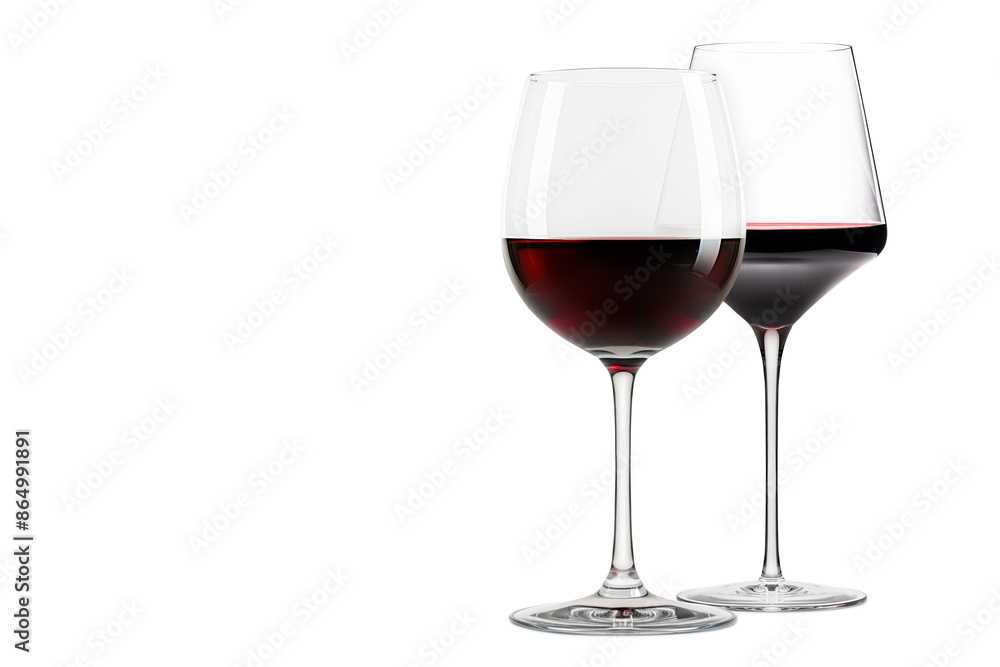 Set of red wine glasses isolated on white background. Rose wine splashing in glassware. Set of red wine glasses isolated on white background. Rose wine splashing in glassware.