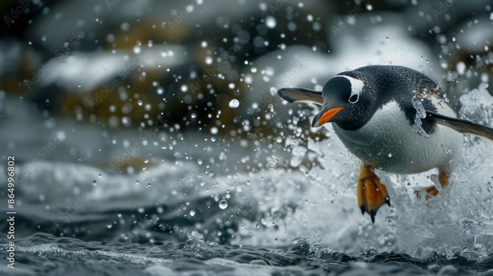 Penguin Jumping Into Cold Water Penguin Jumping Into Cold Water
