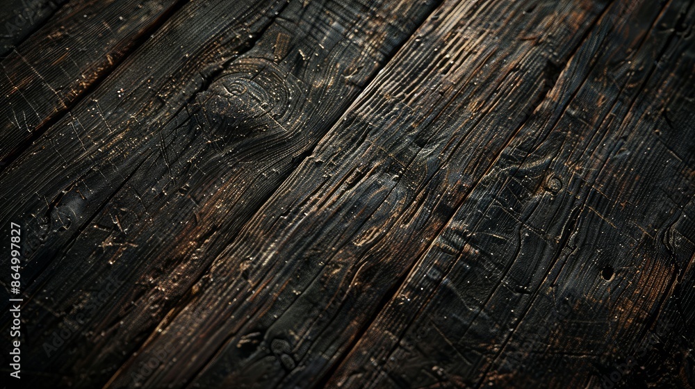 Fototapeta premium Old dark impregnated wooden boards with nails background