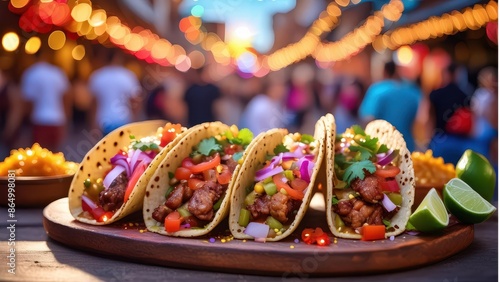 Capture a close-up of a popular street food item tacos © Whitefeather