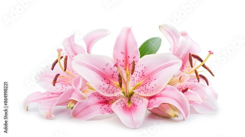 Fresh lily flowers isolated on white background