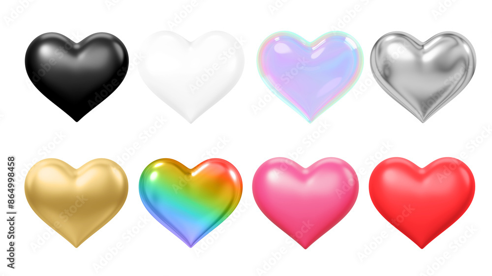 3d of colorful heart png element set on transparent background 3d of colorful heart png element set on transparent background