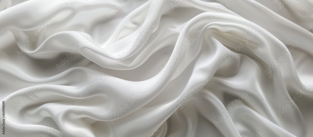 Fototapeta premium Soft wavy abstract on a white fabric background.
