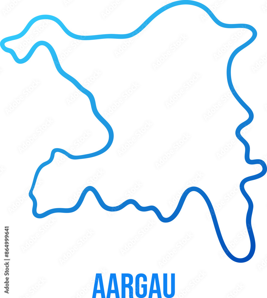 Aargau Canton of Switzerland simplified blue map with title Aargau Canton of Switzerland simplified blue map with title