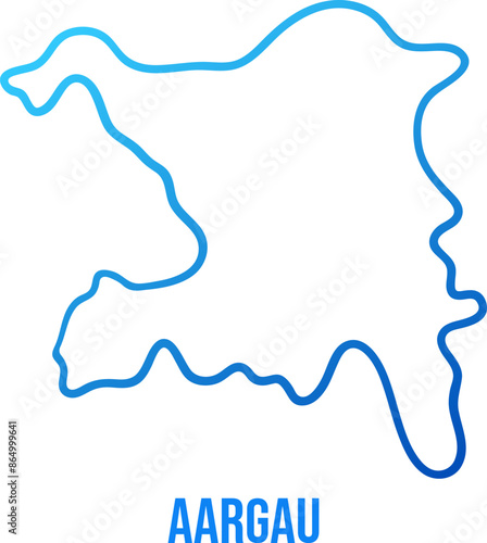 Aargau Canton of Switzerland simplified blue map with title