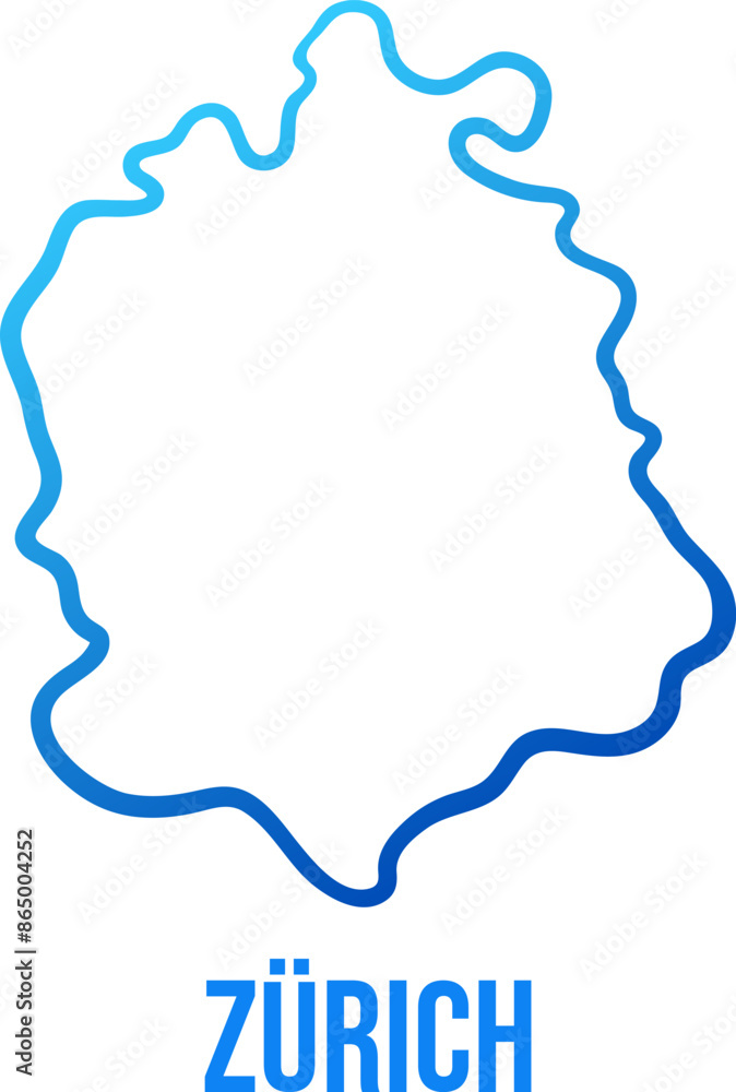 Canton of Zürich, Switzerland simplified blue map with title Canton of Zürich, Switzerland simplified blue map with title