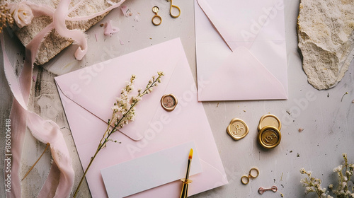 Flat lay of stationery and ...