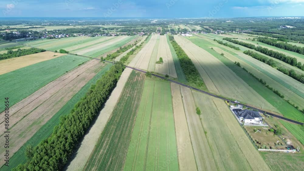 Drone Captures Colorful Farmfields at Sunset Drone Captures Colorful Farmfields at Sunset