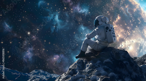 astronaut in space realistic science fiction background.generative ai
