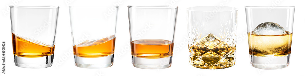 PNG Variety of whiskey glasses set PNG Variety of whiskey glasses set