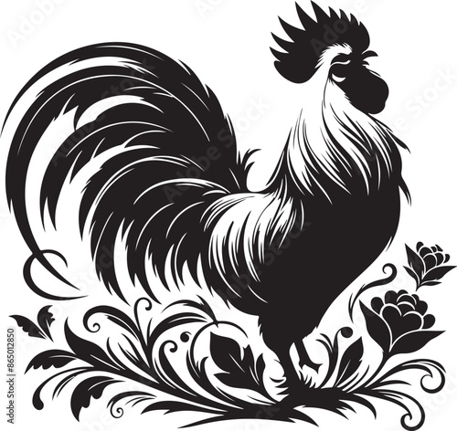 Rooster design silhouette vector art work EPS file, Generator AI