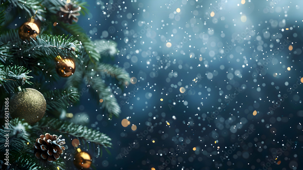 abstract winter christmas night baubles and blurred shiny lights sparkle background,bokeh lights falling snowflakes.generative ai abstract winter christmas night baubles and blurred shiny lights sparkle background,bokeh lights falling snowflakes.generative ai