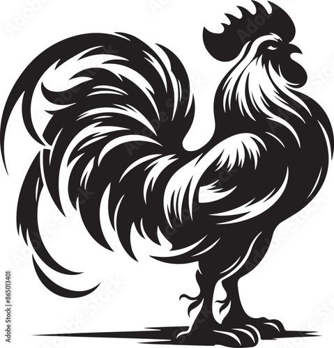 Rooster design silhouette vector art work EPS file, Generator AI