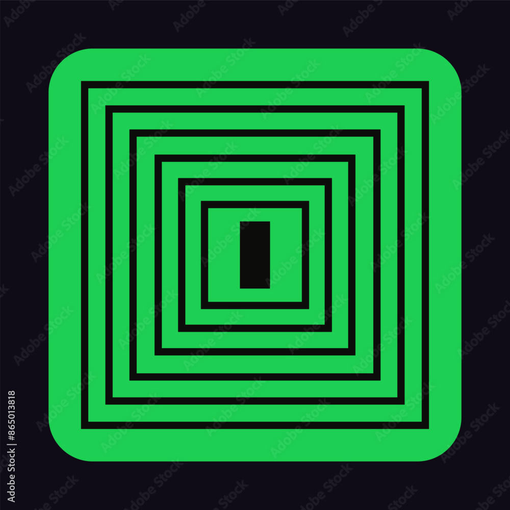 Green geometric figure with rectangles in line art. Abstract outline print on square shape. Brutalism icon with visual illusion. Design element in Brutalist style. Flat isolated vector illustration Green geometric figure with rectangles in line art. Abstract outline print on square shape. Brutalism icon with visual illusion. Design element in Brutalist style. Flat isolated vector illustration