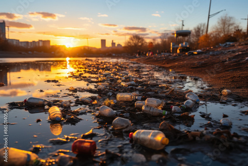 plastic debris in the ecological zone photo