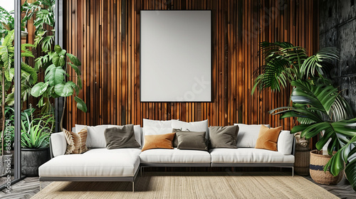 A stylish living room featu...