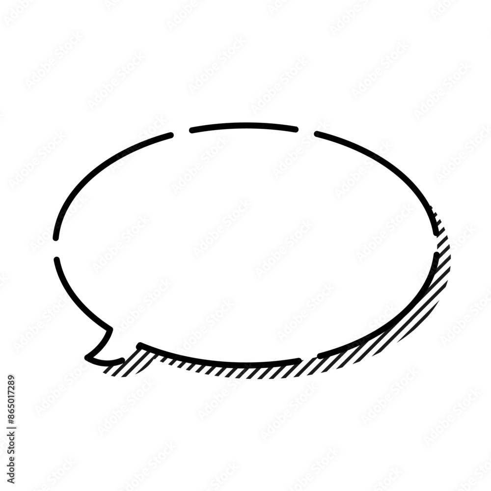 Fototapeta premium シンプルなふきだし 楕円 破線 モノクロ