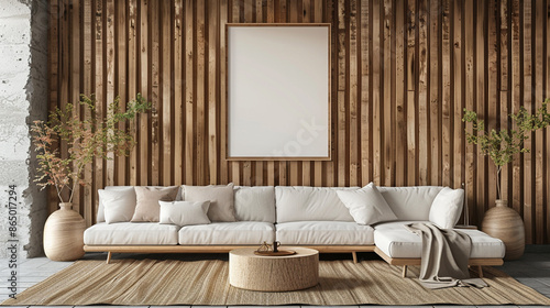 A modern living room with m...