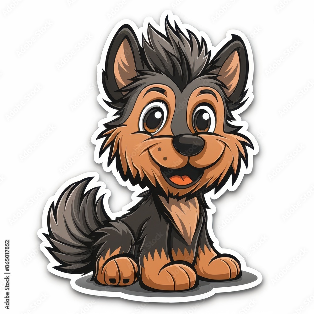Cute Cartoon Dog With Mohawk Sticker Cute Cartoon Dog With Mohawk Sticker