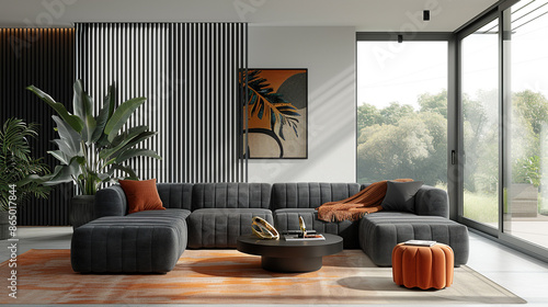 A modern living room with m...
