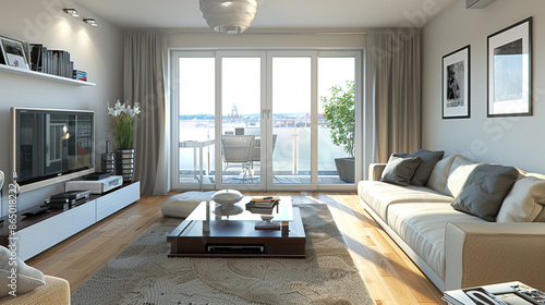 An elegant living room with...