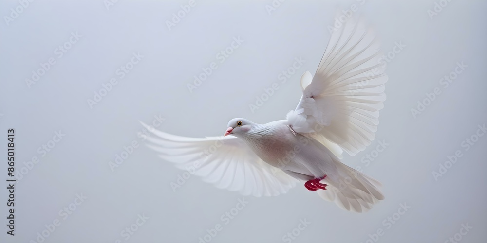 A white dove soaring gracefully against a white background. Concept White Dove, Graceful, Soaring, Minimalist, Serene A white dove soaring gracefully against a white background. Concept White Dove, Graceful, Soaring, Minimalist, Serene