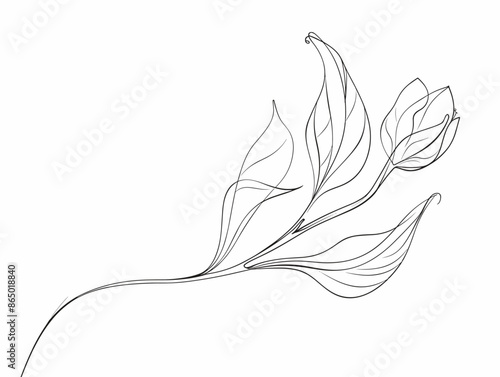 Unfurling Life's Potential: A Single-Line Drawing Depicting Growth and Renewal