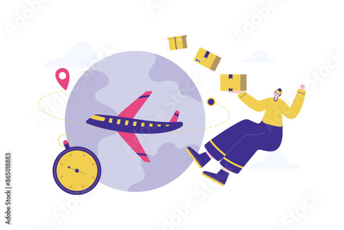 Flat Illustration Worldwide Shipping Delivery Service