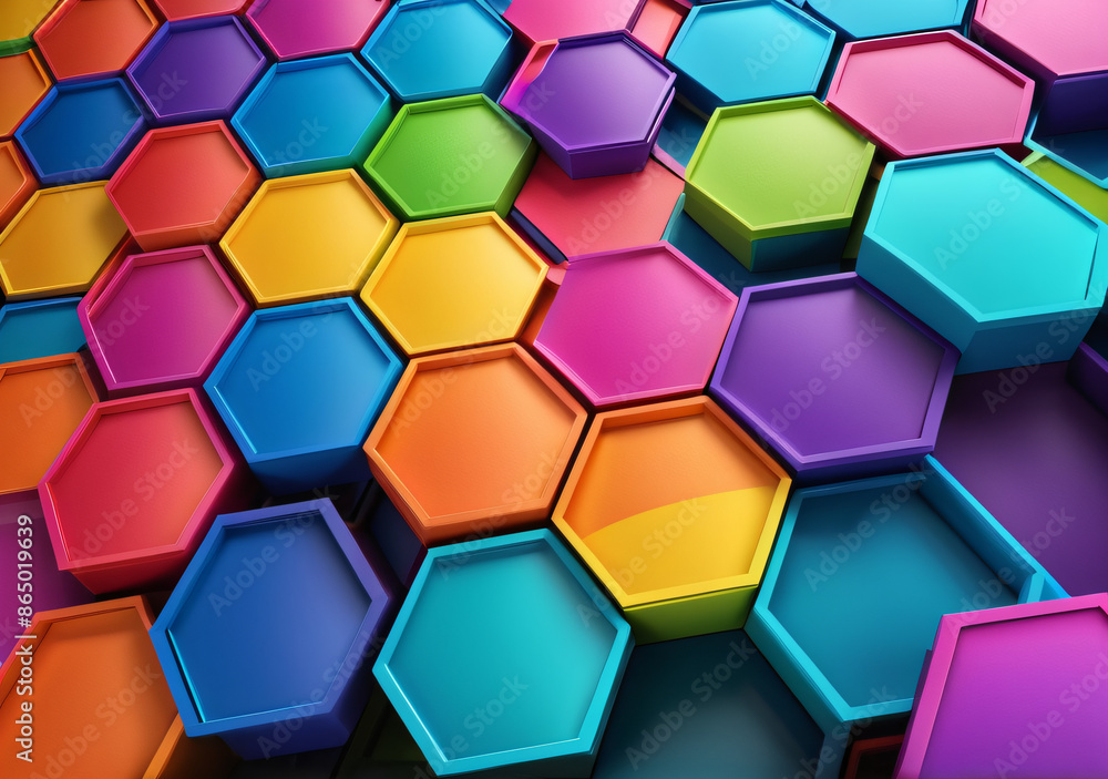 rainbow colors hexagons modern background 3d render 3d illustration. Generative AI. rainbow colors hexagons modern background 3d render 3d illustration. Generative AI.