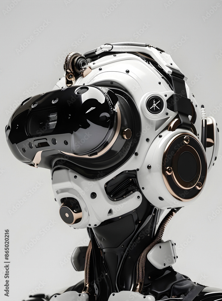 Sleek and Sophisticated Futuristic VR Headset with Retro-Futuristic Design,Intricate Mechanical Details,and Cinematic Aesthetic Sleek and Sophisticated Futuristic VR Headset with Retro-Futuristic Design,Intricate Mechanical Details,and Cinematic Aesthetic