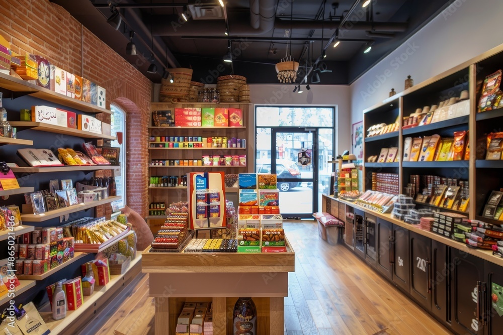 A store bustling with activity, shelves stocked with various food items, A thriving retail store owned by a young Muslim entrepreneur, known for its unique products and exceptional customer service A store bustling with activity, shelves stocked with various food items, A thriving retail store owned by a young Muslim entrepreneur, known for its unique products and exceptional customer service