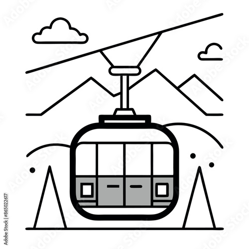 Abstract concept of cable transit Diagram of an aerial tramway
